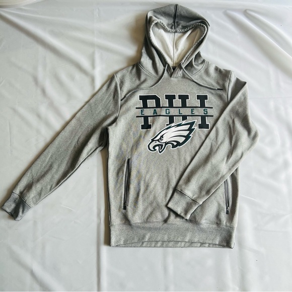 NFL Team Apparel Official Philadelphia Eagles Unisex Gray Hoodie Size S Fleece - Picture 1 of 10
